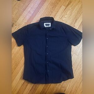 Men’s Navy Blue Short Sleeve Button Up Shirt Size Large